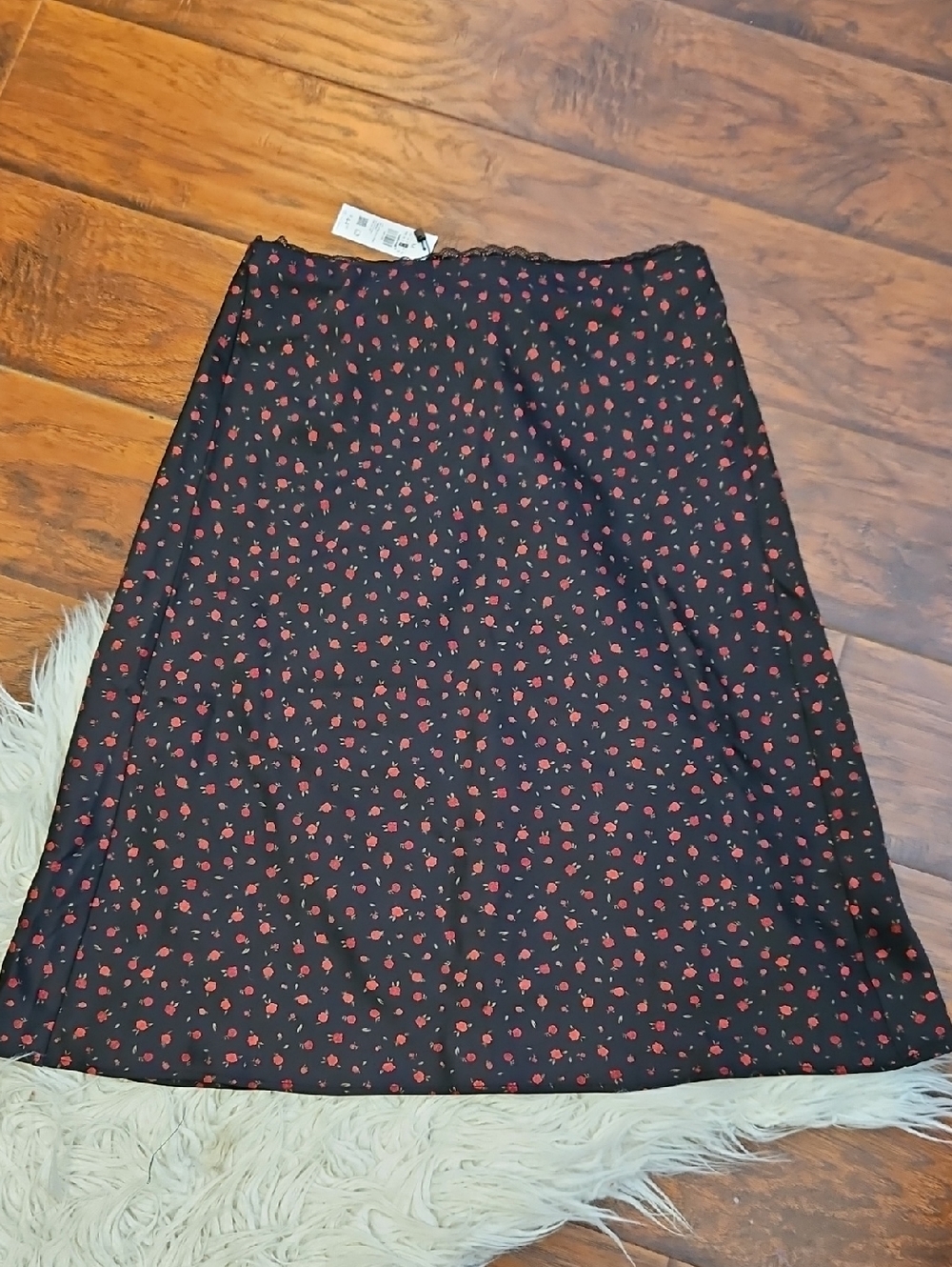 GARAGE Black Floral Print A-Line Skirt